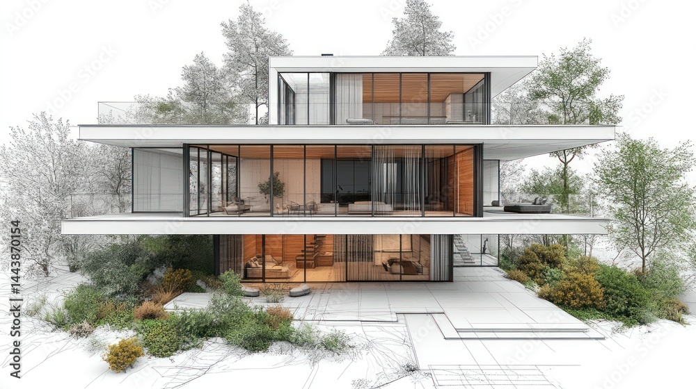 Modern luxury house design with nature integration
