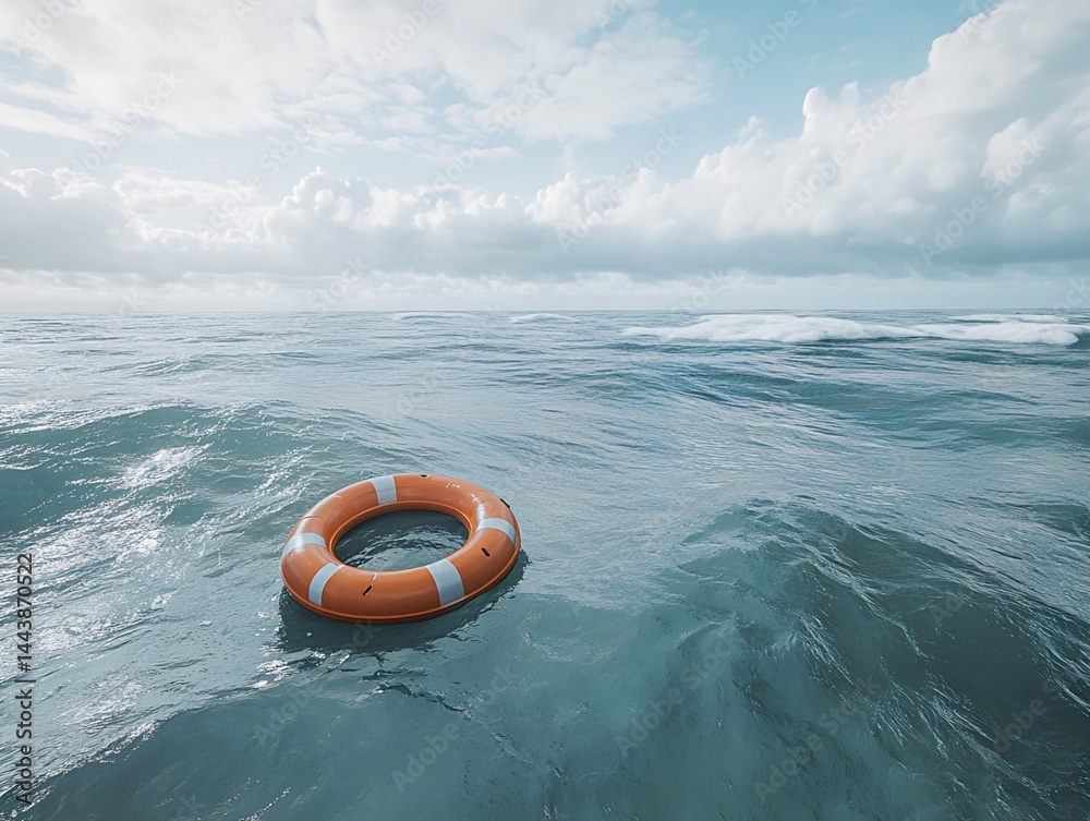 Orange Life Preserver in Ocean