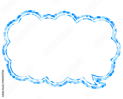 ステンドグラス風吹き出し　三角形模様　細長い雲形