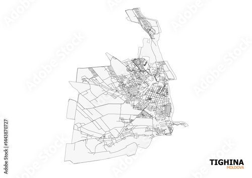Vector map of Tighina (Bender), Moldova, highlighting highways and road networks. Clean and detailed design, ideal for urban planning, infrastructure analysis, or educational purposes.