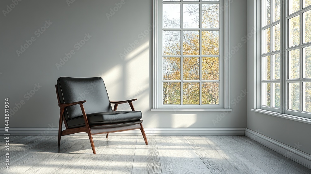 Fototapeta premium Modern, minimalist living room with armchair