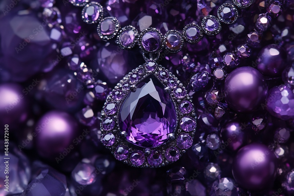 Purple Gemstone Pendant Necklace and Beads