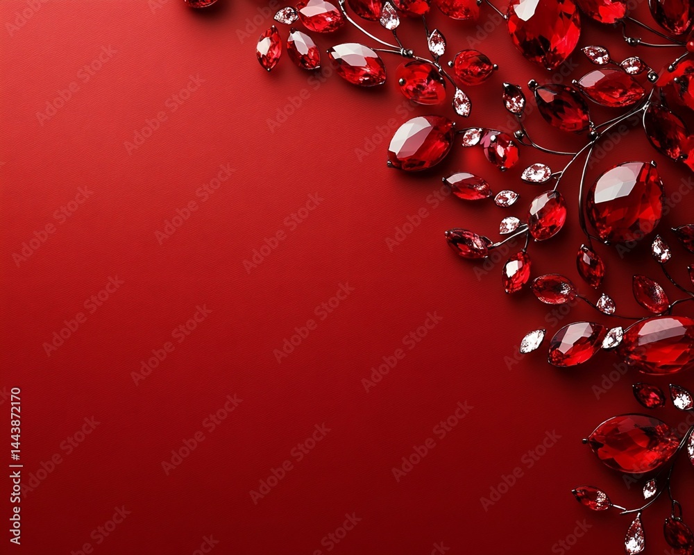 Red Gemstone Jewelry on Red Background