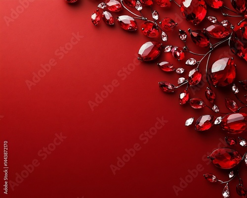 Obraz na płótnie Red Gemstone Jewelry on Red Background w salonie