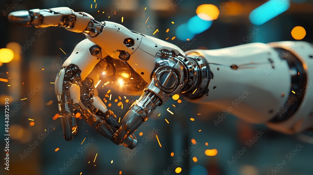 Robotic Arm Performing Precision Task with Sparks