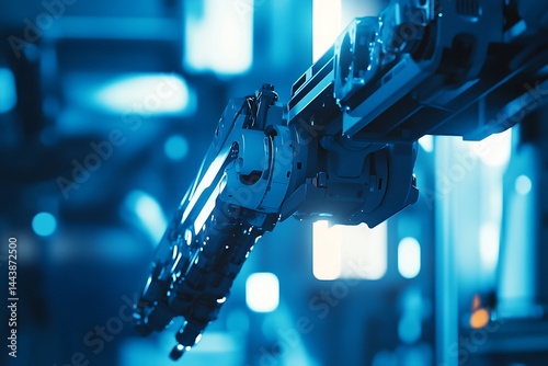 Obraz na płótnie Robotic Arm Detail in Industrial Setting w salonie