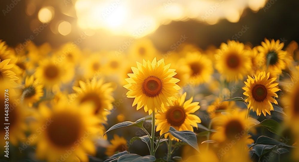 Obraz premium Sunflower fields under the sunshine