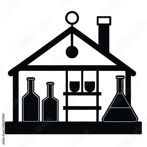 isolated laboratory with equipment on white background