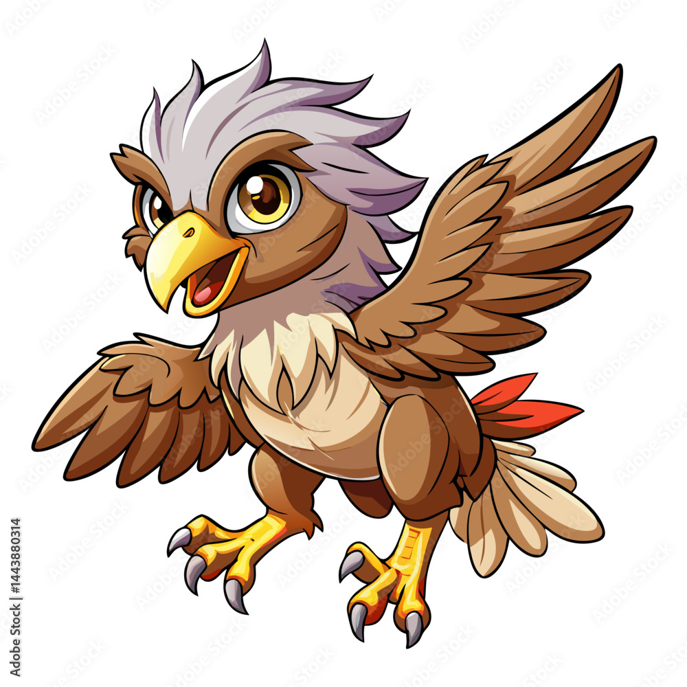 Fototapeta premium eagle cartoon waving hand vector