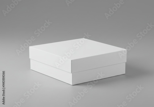 Square box mockup with lid on a neutral background