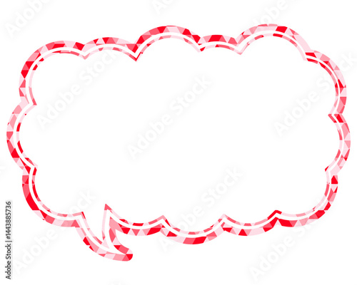 ステンドグラス風吹き出し　三角形模様　細長い雲形