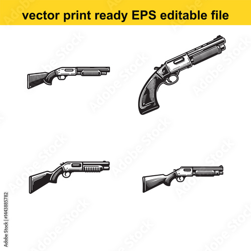 Shotguns vector silhouette, illustrations 