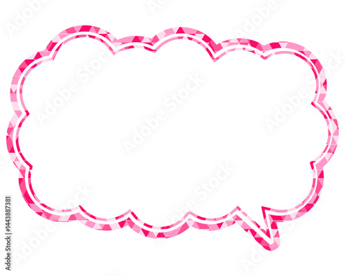 ステンドグラス風吹き出し　三角形模様　細長い雲形