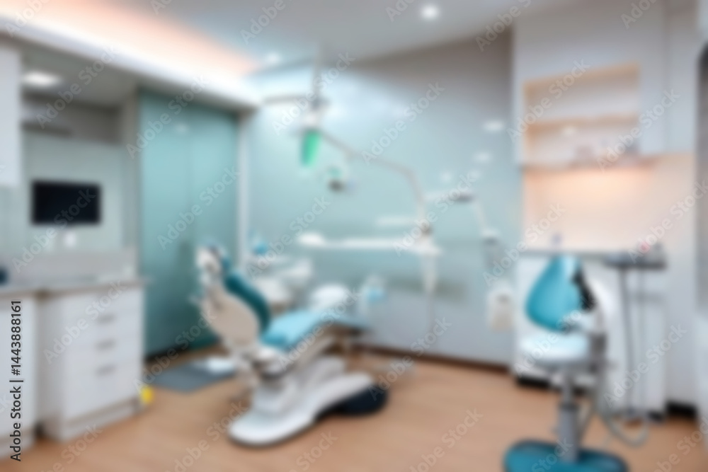 Fototapeta premium Blurred dental clinic background. Defocused interior of modern dental office.