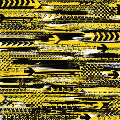 Grunge tire black and yellow wallpaper
