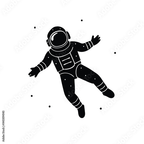 isolated astronaut floating in weightlessness on white background