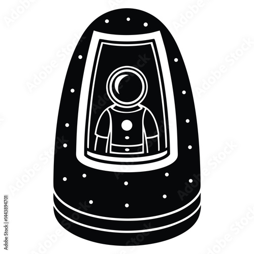 isolated astronaut in space capsule on white background