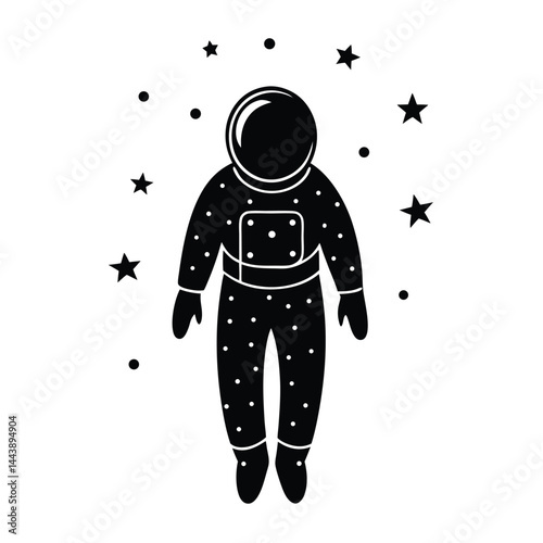 isolated astronaut in space with stars on white background
