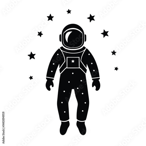 isolated astronaut in space with stars on white background