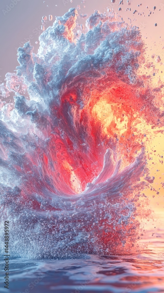 Fototapeta premium Abstract depiction of a dynamic, exploding wave.
