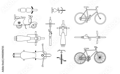 Minimalist black and white bicycle icon in vector style, great for transport apps, maps, and eco-friendly design