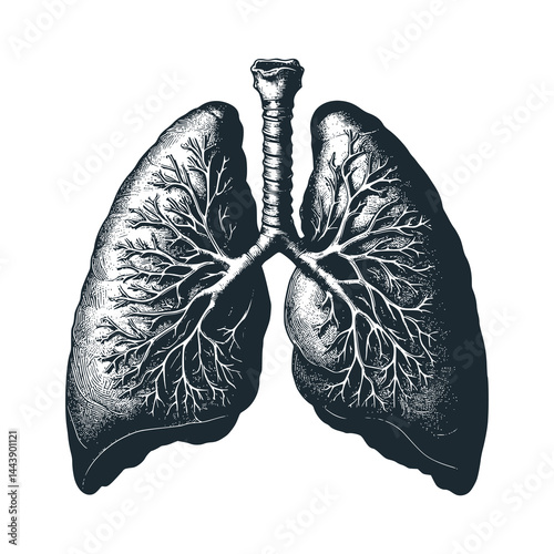 The Lung – Black and White Icon Vector and Illustration