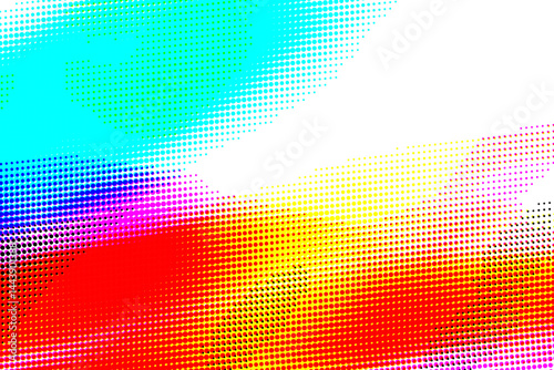 Abstract retro halftone dots pattern background. CMYK color effect.