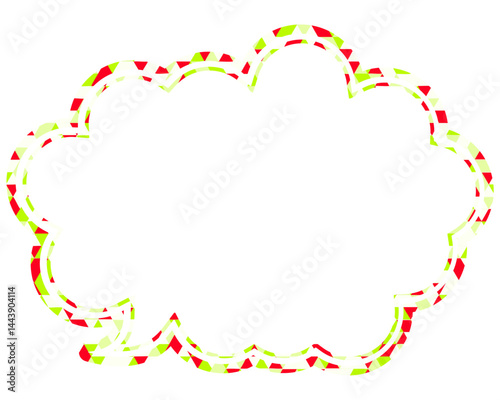 ステンドグラス風吹き出し　三角形模様　丸みのある雲形