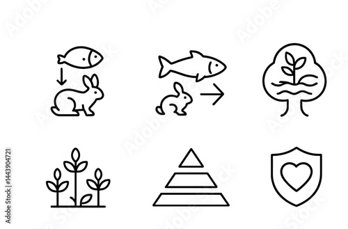 Ecology and sustainability icons for environmental awareness and conservation design