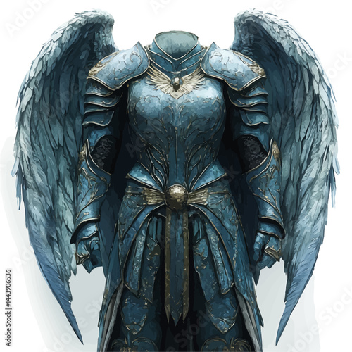 Hussars Winged Armor, watercolor vector, isolated on a white background.