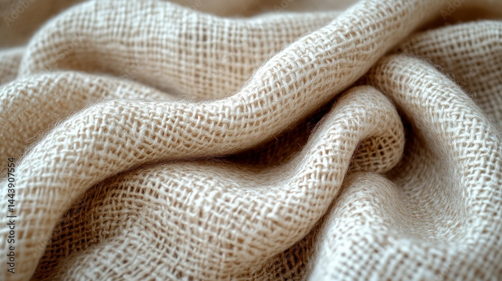 Fototapeta premium Beige fabric texture with soft folds.