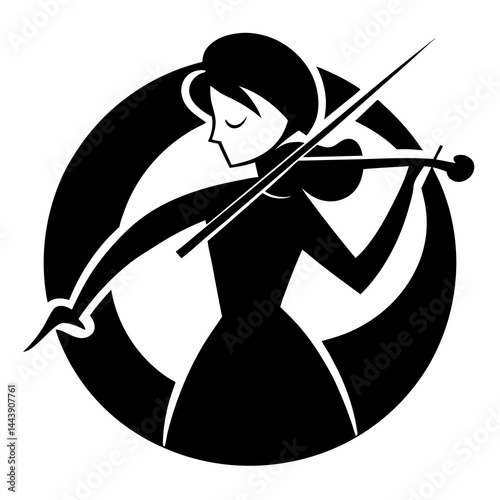 Elegant Violinist Silhouette Playing Music Artistic Design Illustration