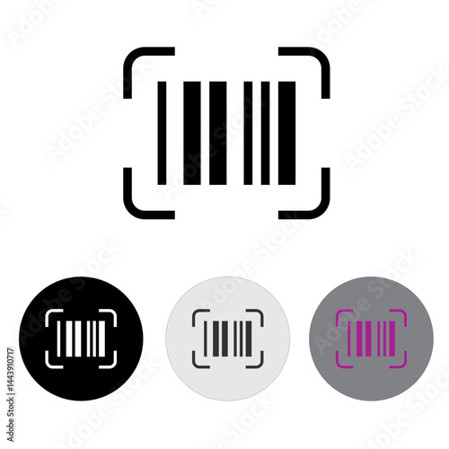 line barcode icon, line and colored icons, there are black and white and pink colors using black, light black and light black buttons
