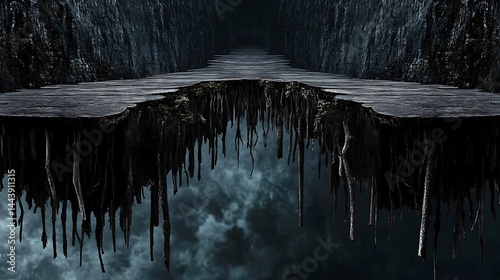 Dark floating bridge path background