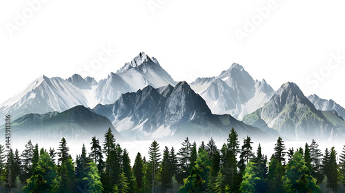 Fototapeta Naklejka Na Ścianę i Meble -  Stunning View of Tatra Mountains in Poland on White Background for Design Projects