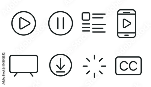 Media playback and streaming icon set for user interface design