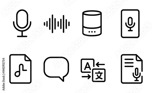 Audio communication and technology icons for digital and print design
