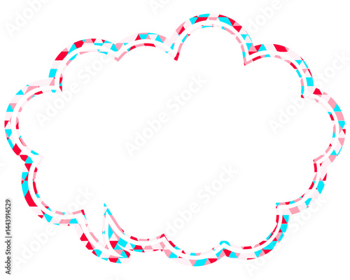 ステンドグラス風吹き出し　三角形模様　丸みのある雲形