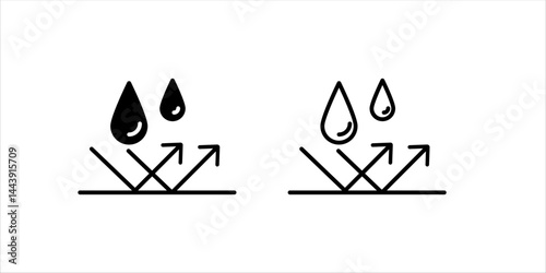 Water repellent surface line icon set. Waterproof symbol concept isolated on white background. Vector illustration