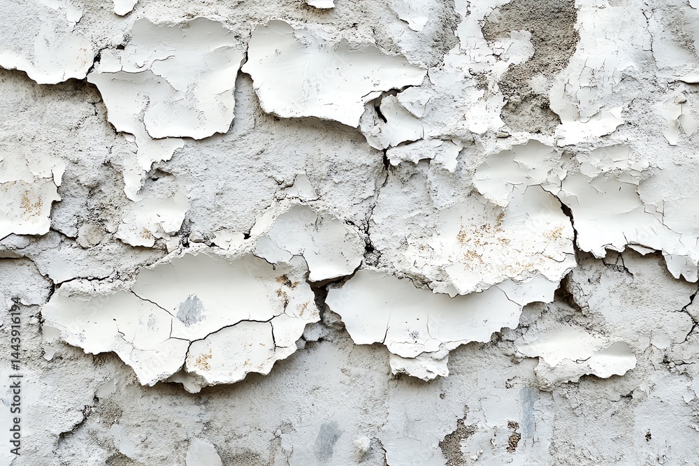 Fototapeta premium Cracked White Paint Texture Wall