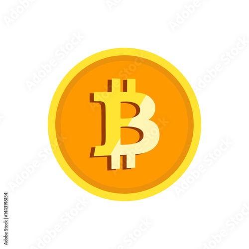 Digital coin symbol showing a golden representation of Bitcoin on a white background
