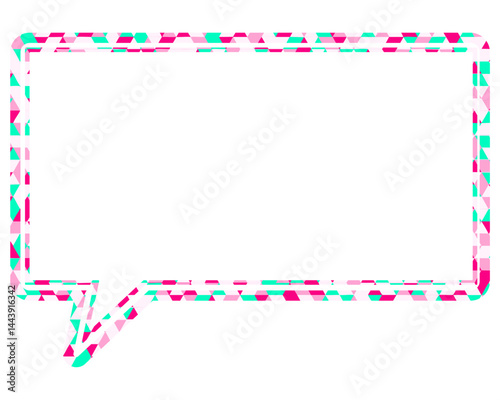 ステンドグラス風吹き出し　三角形模様　四角形