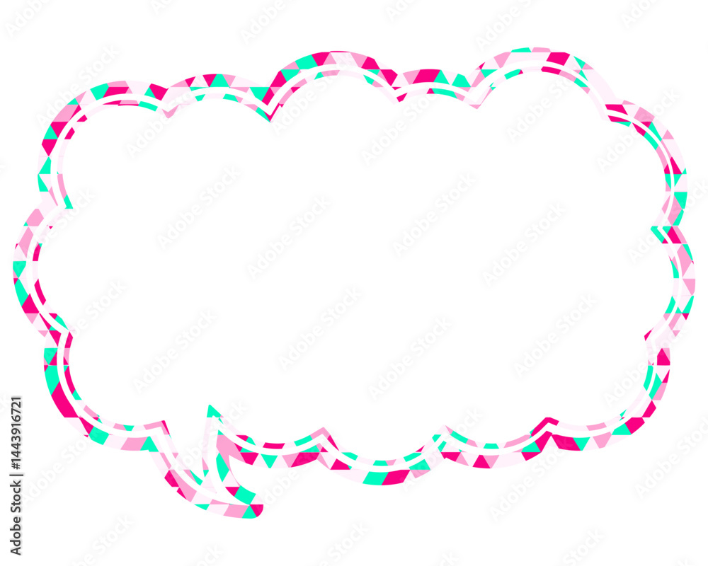 Fototapeta premium ステンドグラス風吹き出し 三角形模様 細長い雲形