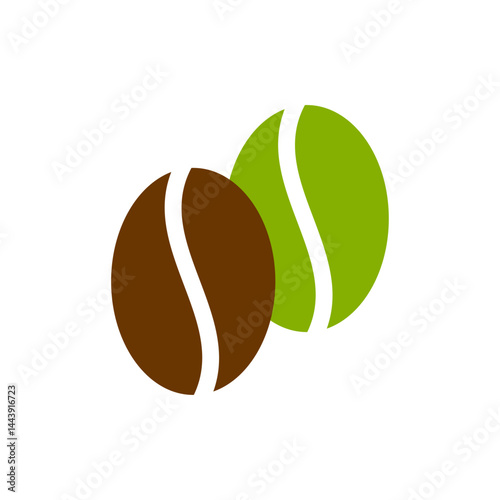 Coffee beans displayed in an artistic design showcasing the contrast between roasted and unroasted varieties