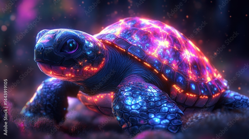 Fototapeta premium Cosmic Turtle: A Glowing Celestial Creature