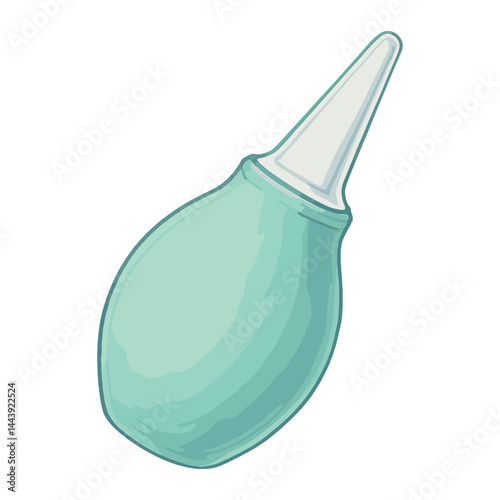 Baby Nasal Aspirator Vector – Soft Bulb Syringe, Silicone Tip, Realistic Isolated