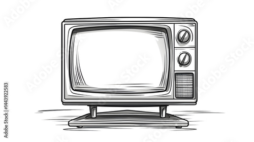 Vintage Retro TV Hand Drawn Sketch Vector Illustration for Creative Designs