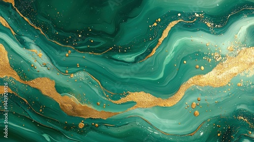Abstract marbled design with gold accents