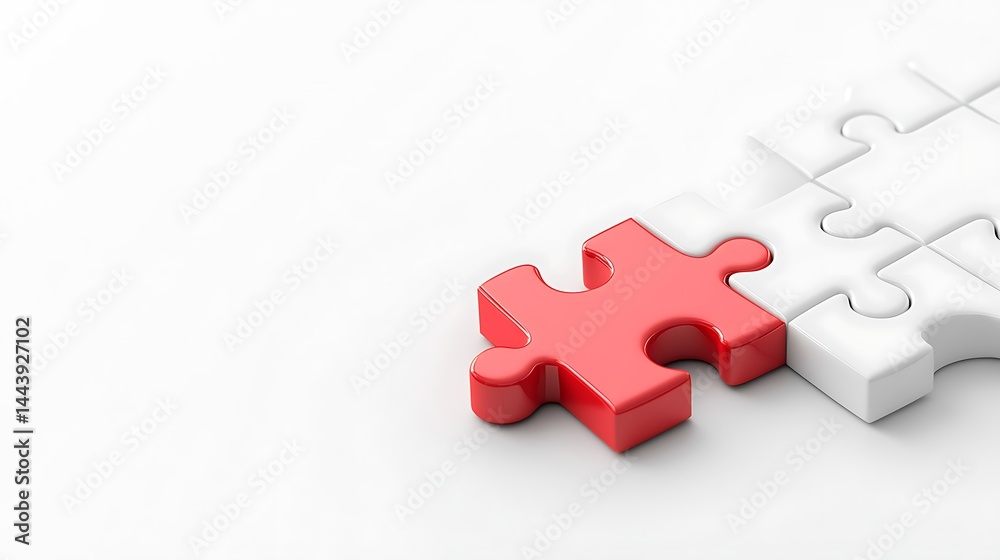 Red puzzle piece fits among white Red puzzle piece fits among white
