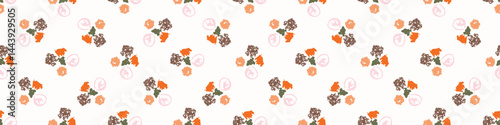 Simple whimsical modern floral abstract border shape seamless pattern. Trendy pastel color banner with hand drawn playful style for edging trim, wash tape and summer texture ribbon background.